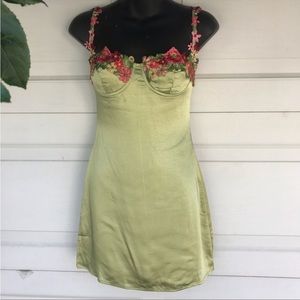 Princess Polly Kenzie Mini dress embroidered size 12 olive color